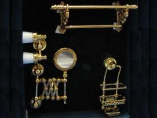   Dollhouse Miniature Deluxe Brass Bathroom Accessories Set 112 NEW