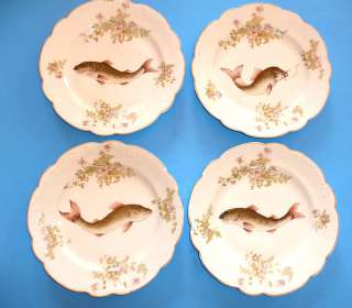 Antique Austrian China Clover Stamped 9 Fish Plates  