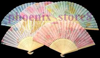 10pcs Handcraft Asian Chinese Silk folding Bamboo Fan  