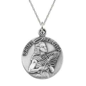 St. Agatha pendant medal   sterling silver