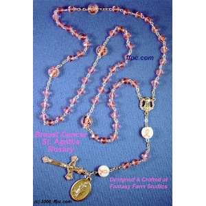  Breast Cancer   St. Agatha Full Size Rosary by Fantasy 