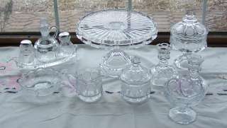 12 RARE Pcs Fostoria Coin Glass Crystal Cake Stand Condiment Set 