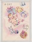 Vintage Greeting Card Baby Gift Bunny Toy Presents 1940s H.A. Co 