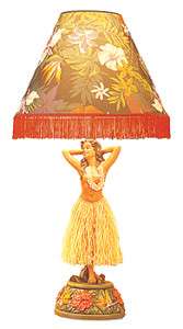   Hawaiian Poly Resin Vintage Iolani Hula Girl Lamp 37 w/shade # 60068
