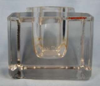 Vintage CLEAR HEAVY GLASS INKWELL Wheating Marks (O)  