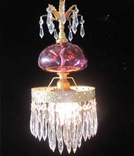 hanging pendant Glass Lamp Chandelier Fenton Cranberry  