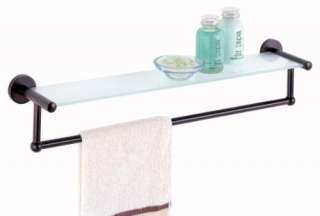 New Oil Rubbed Bronze & Glass Bathroom Shelf Towel Bar  