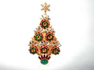 Askew London Gold Christmas Tree Brooch Pin Crystal  
