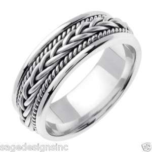 MM 14K White Gold Braided Rope Wedding Band Ring  