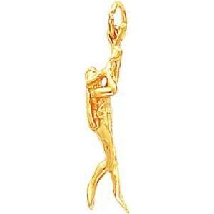  14K Yellow Gold 3D Scuba Diver Charm Jewelry