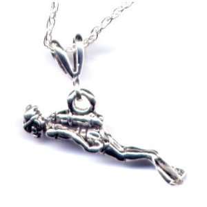  18 Scuba Diver Chain Necklace Sterling Silver Jewelry 