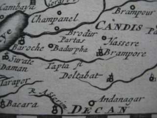 Original engraved map of northern India, with decorative cartouche 