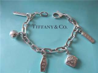 Tiffany & Co. 1837 Five Charm Sterling Silver Rectangular Links 
