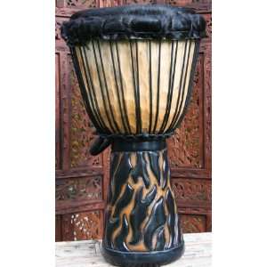  Tiger Carved Djembe drum 23 24 Tall x 13 14 Head 