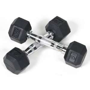   Pair of Rubber Coated Hex Dumbbells Size  45 lbs