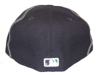 Seattle Mariners Hat Z Stitch New Era 5950 Fitted Navy Cap