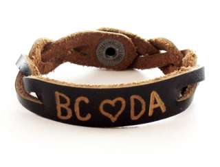 Black ID with Initials and Heart   Couples Bracelet