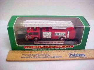 HESS MINI FIRE TRUCK 1999 SECOND YEAR B3009  