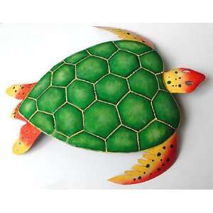  Hand Painted Sea Turtle   Recycled Steel Drum Art   17x19 