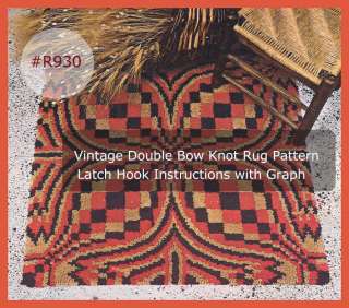 Latch Hook Rug Pattern Vintage DoubleBowKnot 1970 WOW  