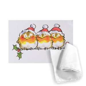  Christmas Robins (ink and w/c on paper) by   Tea Towel 
