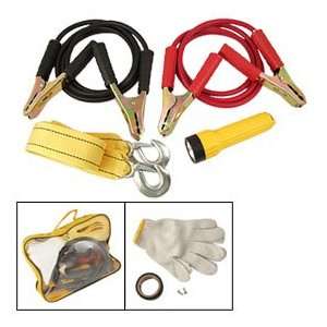  Towing Belt Booster Jumper Cable Flashlight Glove Car Road 