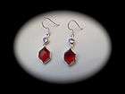 silver & HOT JEWELRY RED KUNZITE GEMSTONE earrings 2 1/4