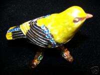 Yellow Canary Cloisonne Bird Decorative Hinged Trinket  