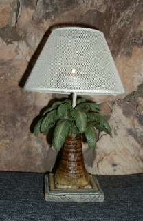 PALM TREE T LITE LAMPS w/WIRE MESH SHADE Set of 2  