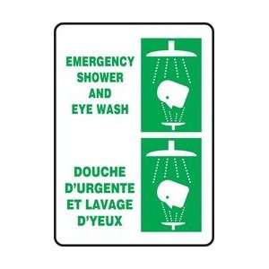 EMERGENCY SHOWER AND EYE WASH (BILINGUAL FRENCH) Sign   14 x 20 Dura 