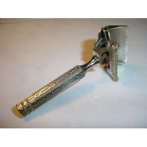   Silver Etch Handle Single Edge Safety Razor (1924) 