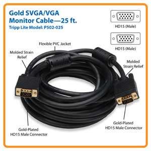  Tripp Lite P502 025 SVGA Monitor Cable w RGB Coax HD15M/M 