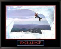 Excellence Ice Climber Framed Motivational Poster  