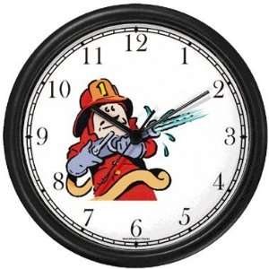   Fire Hose Cartoon2 Wall Clock by WatchBuddy Timepieces (Hunter Green