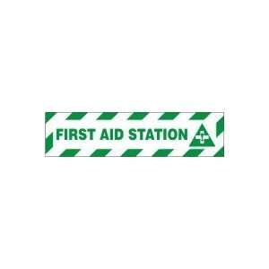  Skid Gard Floor Signs, 6 x 24, FIRST AID STATION (W 