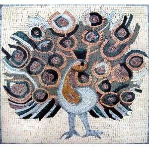    30x32 Peacock Mosaic Art Tile Wall Floor Decor