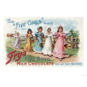 Five Girls Want Frys Five Boys Milk Chocolate Giclee Poster Print 