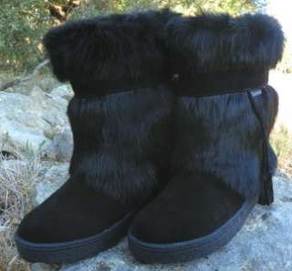   II Real Rabbit FUR EXOTIC Winter Apres Ski Mukluk Boots Black  