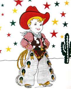 1950s Vintage Style Kitchen Towel Little Cowboy Western FREE STOREWIDE 