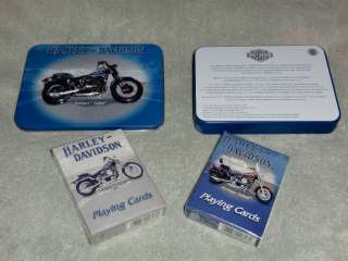 Harley Davidson Softail Tin w/2 Decks New Playing Cards  