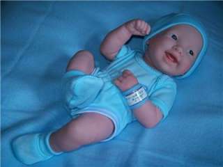 BERENGUER LA NEWBORN VINYL SMILEY BABY BOY DOLL/REBORN/BLANKET/CLOTHES 