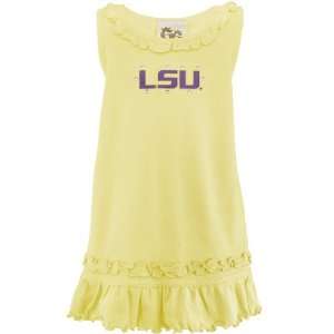  LSU Tigers Toddler Gold Ruffle Tank Dress with crystals 