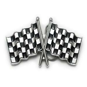Checkered Victory Flags Belt Buckle Drag Racing Rockabilly Tattoo 