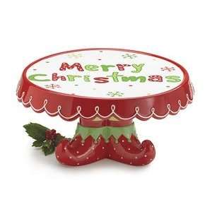 Merry Christmas Elf Feet Cake Plate Santas Helpers  