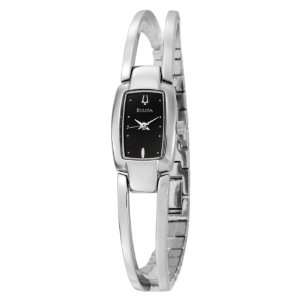   Bulova Womens 96T03 Bangle Bracelet Black Dial Watch Bulova Watches