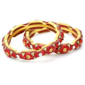  Chamak by priya kakkar 2 Red Crystal Bangle Bracelet with 