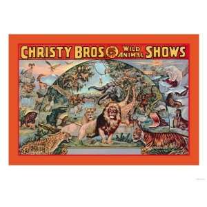  Christy Bros. 5 Ring Wild Animal Shows Giclee Poster Print 