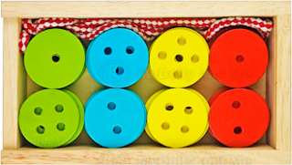40 Lacing Buttons Childrens Wooden Educational Toy New  
