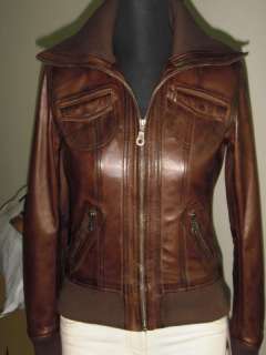 NEW WOMENS LEATHER JACKET WAXING SHEEP  