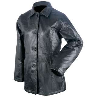 Black Ladies Waisted Genuine Leather Jacket X Large  